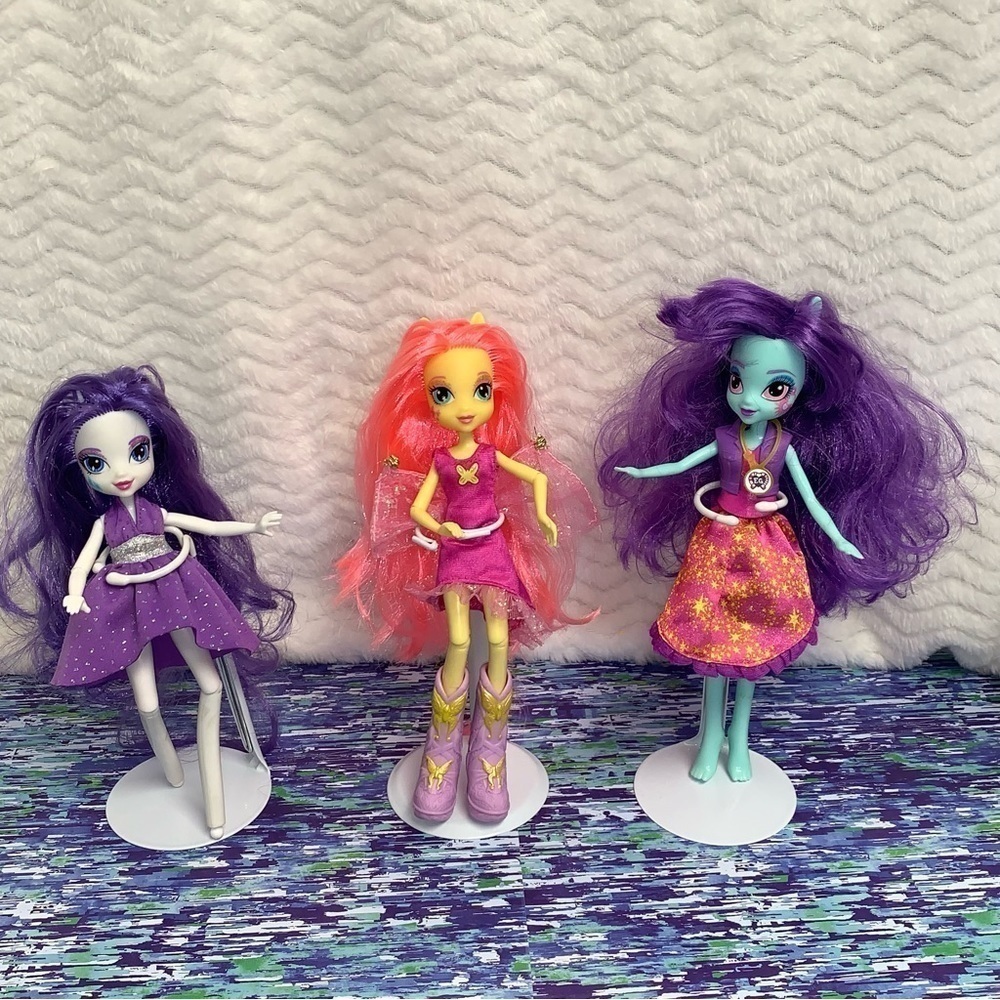 My Little Pony Equestria Girls Dolls Lot of 3 Rarity Sunny Flare Fluttershy 9"